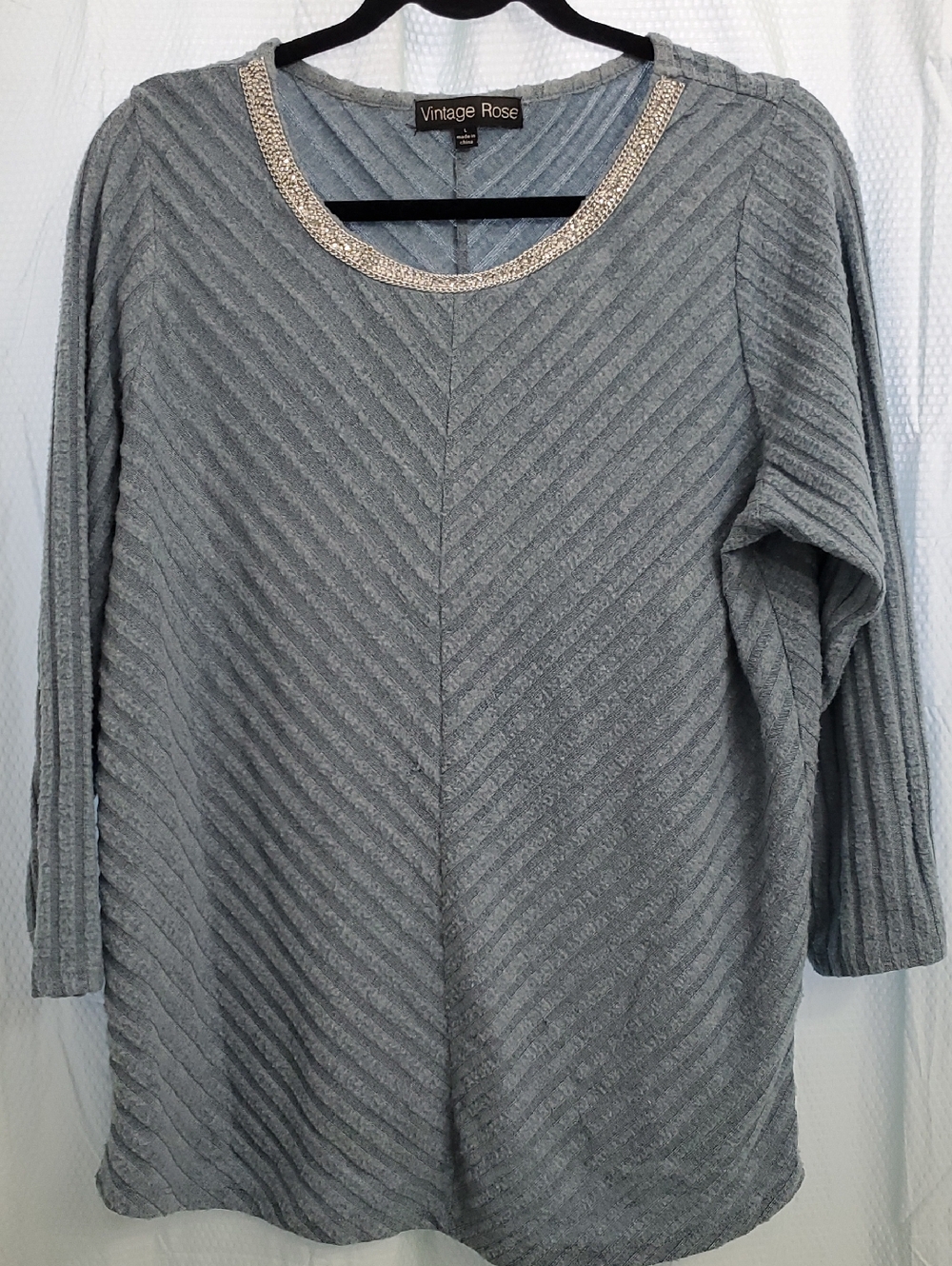 Vintage Rose Women's 3/4 Sleeve Sparkle Sweater Size Large GPWC